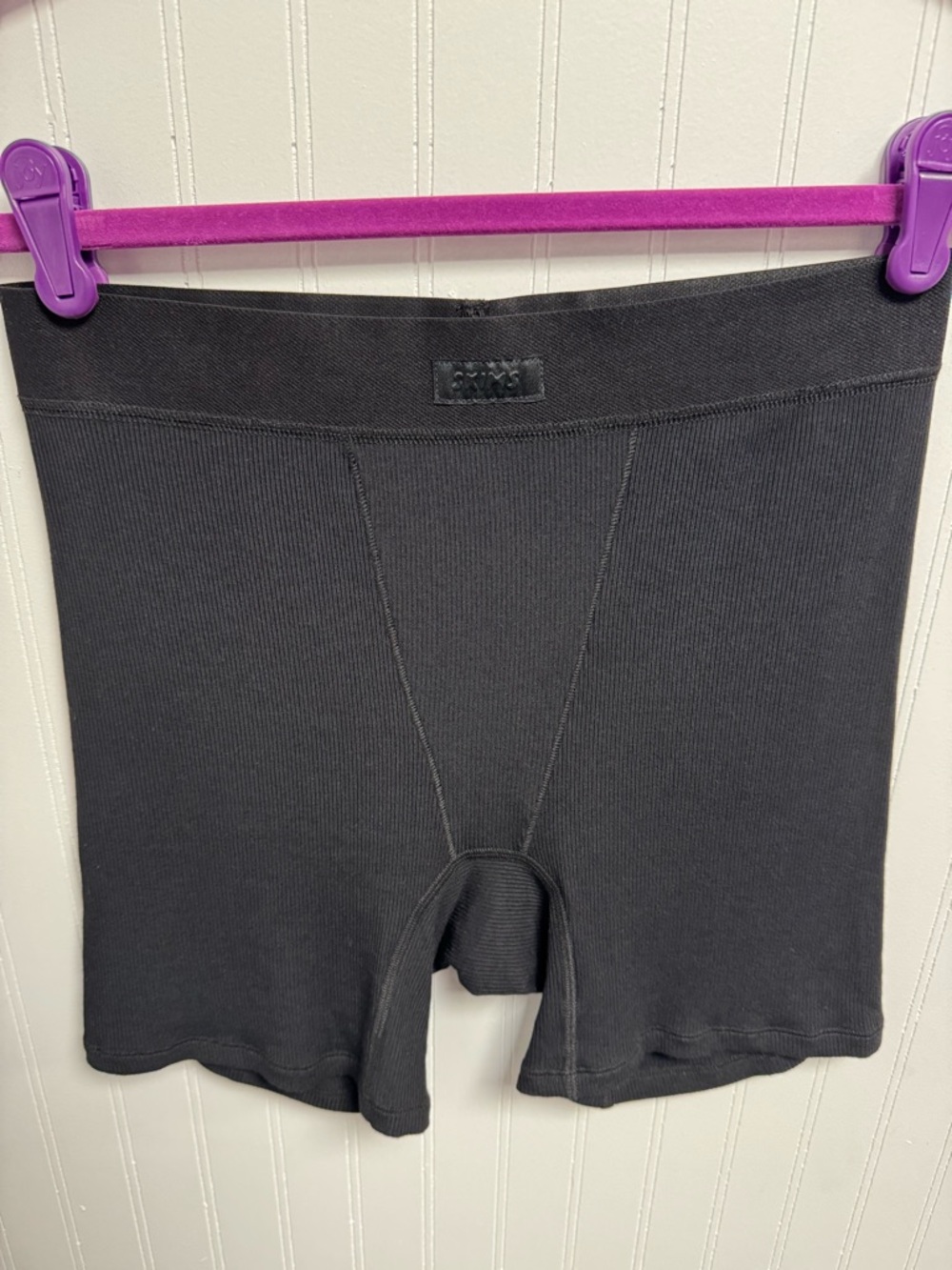 NWT Skims Cotton Ribbed Boxers Onyx Stretch Comfy Lounge